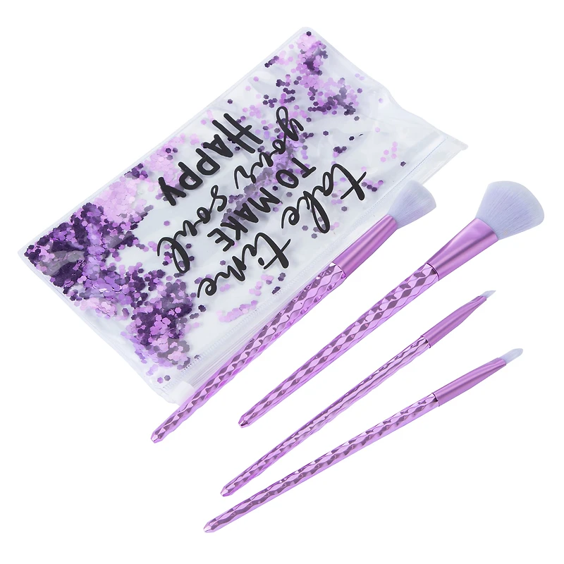 Makeup Brushes & Travel Pouch 5-Piece Set - Make Your Soul Happy