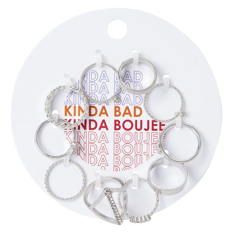 Kinda Boujee' 10-Piece Silver Ring Set