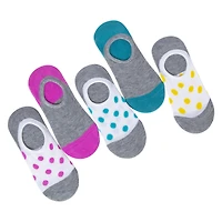 Ladies No-Show Socks, Dots & Solids 5-Pack
