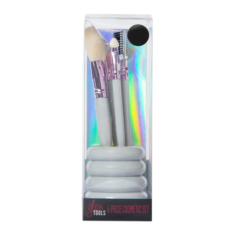 Makeup Brushes & Storage Cup 6-Piece Set