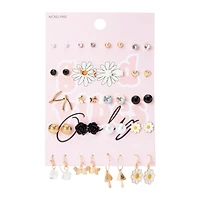 Good Vibes Only' Studs & Hoop Earrings 20-Pair Set