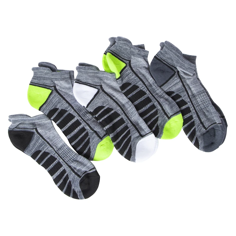 Series-8 Fitness™ Men's Low-Cut Performance Socks, Black & Gray 5-Pack