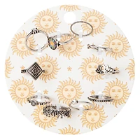 10-Count Boho Silver Rings Jewelry Set