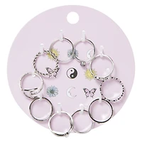 Celestial Yin-Yang 10-Piece Silver Ring Set