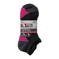 5-Pack Series-8 Fitness™ Ladies Low-Cut Socks - Black, Pink Stripes
