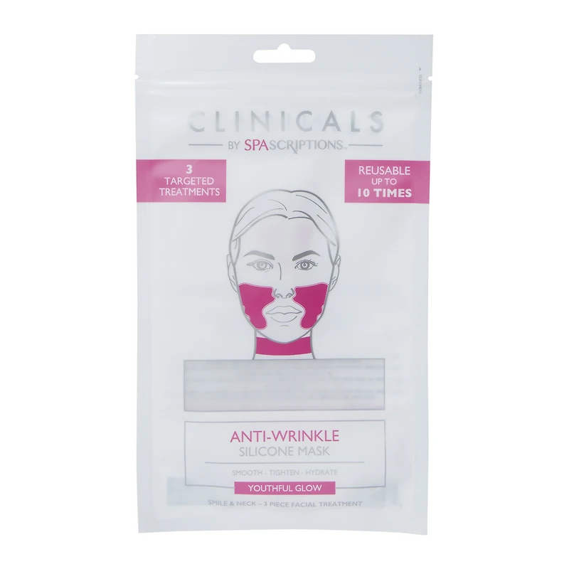 Clinicals By Spascriptions™ Reusable Anti-Wrinkle Silicone Mask Set - Neck & Smile Lines