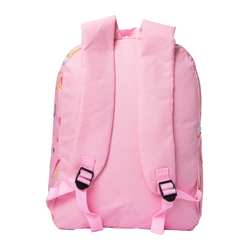 Printed Backpack With Fuzzy Patch 16in