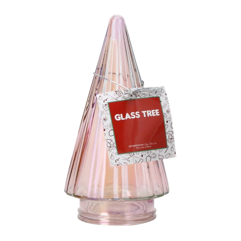 Glass Christmas Tree 3.5in x 7in - Pink