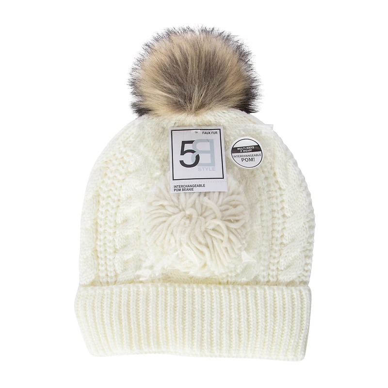 interchangeable Pom Beanie 3-Piece Set