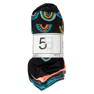 10-Pack Ladies Low Cut Socks - Rainbow