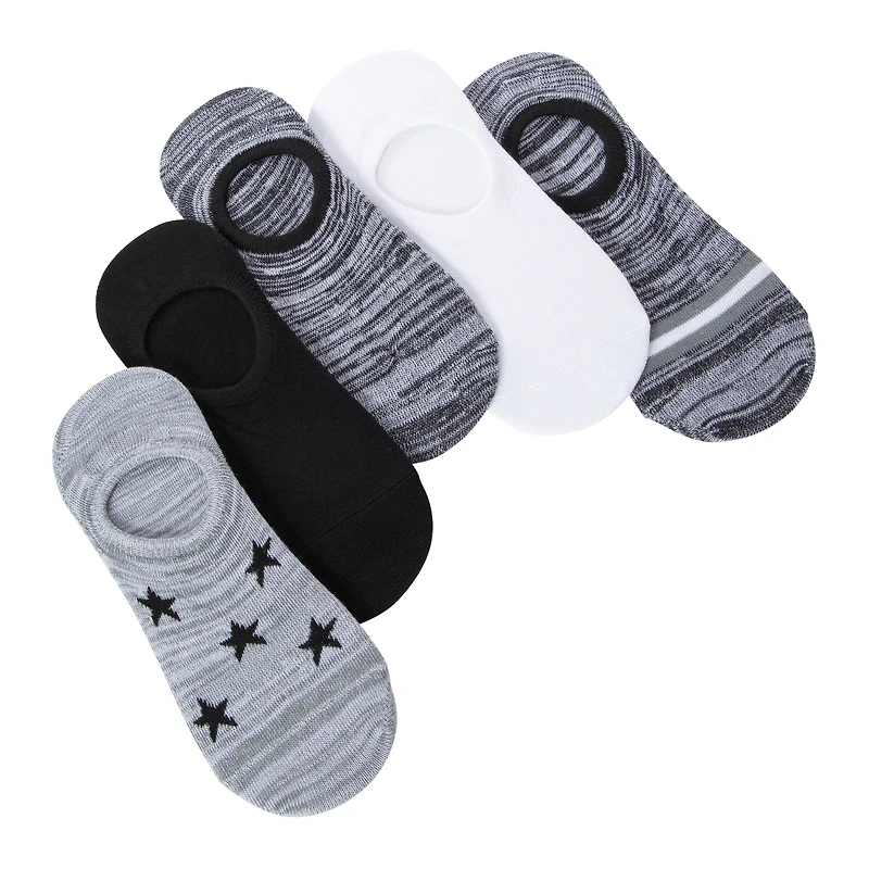 5-Pack Ladies No-Show Sneaker Socks - Stars, Solid, Heathered
