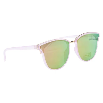 Ladies Round Mirrored Sunglasses - Purple