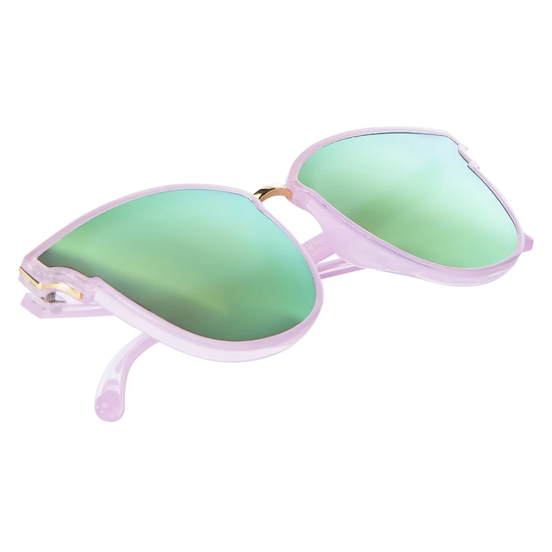 Ladies Round Mirrored Sunglasses - Purple