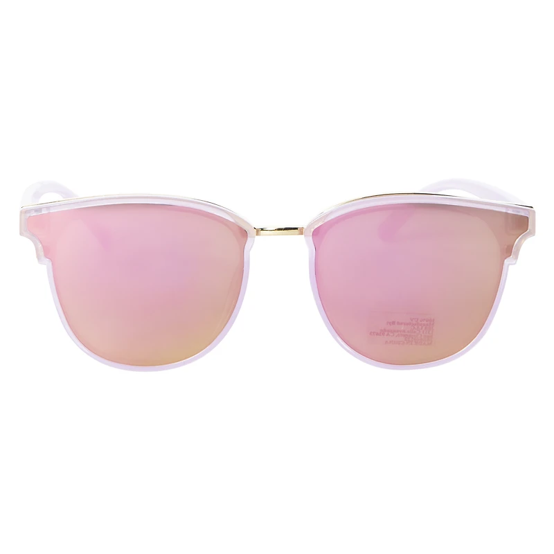 Ladies Round Mirrored Sunglasses - Purple
