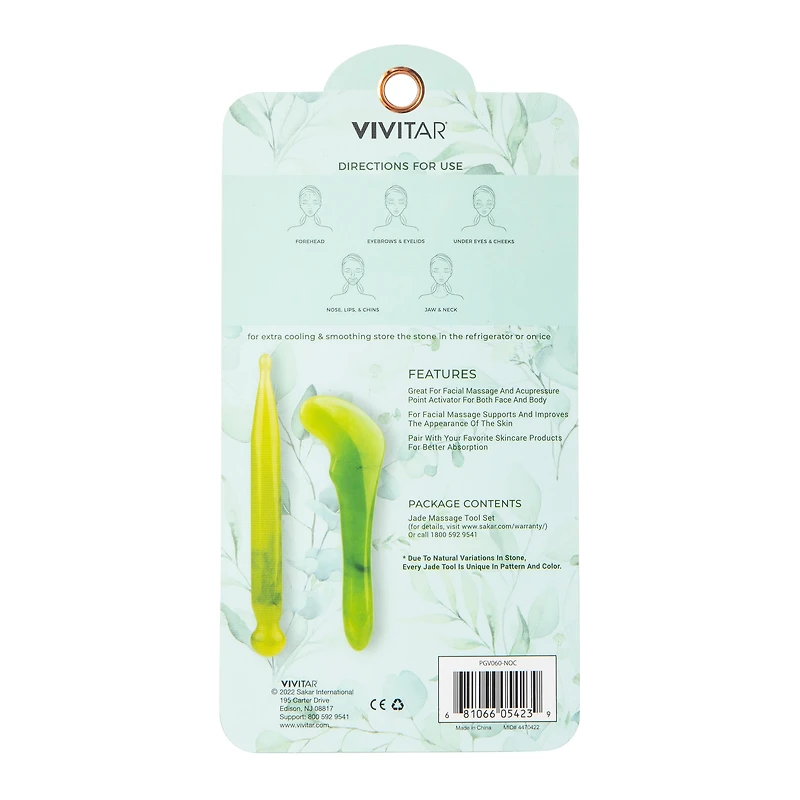 2-Piece Jade Gua Sha Accupressure Tool Set