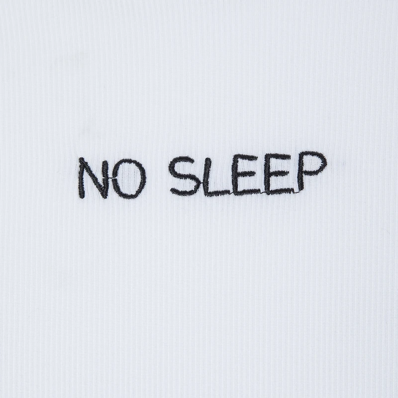 Juniors Embroidered ‘No Sleep’ Lounge Top With Lettuce Hem - Xl