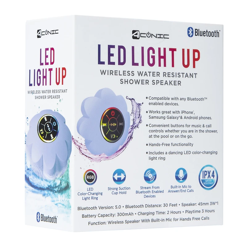 Wireless Bluetooth® LED Light Up Flower Shower Speaker - Periwinkle