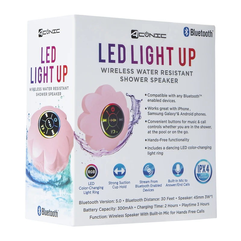 Wireless Bluetooth® LED Light Up Flower Shower Speaker