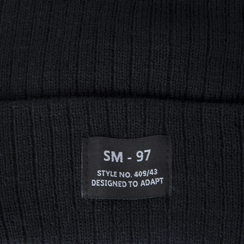 Lightweight Rib Knit Cuff Beanie With Patch