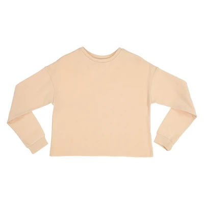Juniors Raw Edge Long Sleeve Crewneck Sweatshirt
