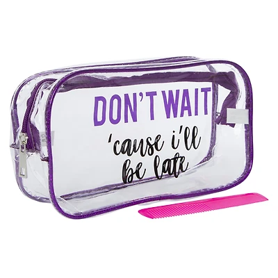 Hair Comb & Clear Makeup Bag Set 11.4in x 6.7in
