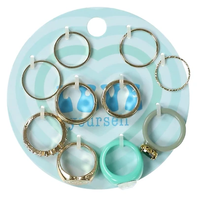 10-Pack 'Love Yourself' Gold & Acrylic Rings