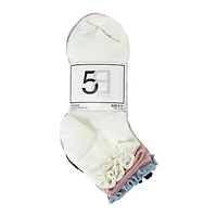 5-Pack Ladies Lettuce Edge Quarter Crew Socks