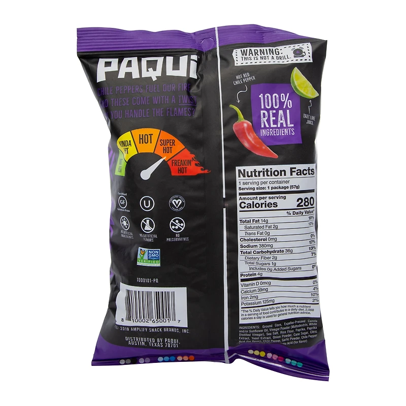 Paqui® Fiery Chile Limon Tortilla Chips 2oz