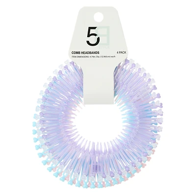 4-Pack Comb Headbands - Clear