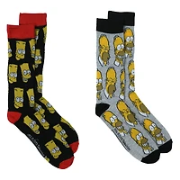 2-Pack Young Men's The Simpsons™ Crew Socks - Bart & Homer