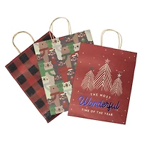Xl Holiday Kraft Gift Bags 3-Pack