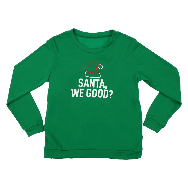 Juniors Holiday Sweatshirt – ‘Santa, We Good?’