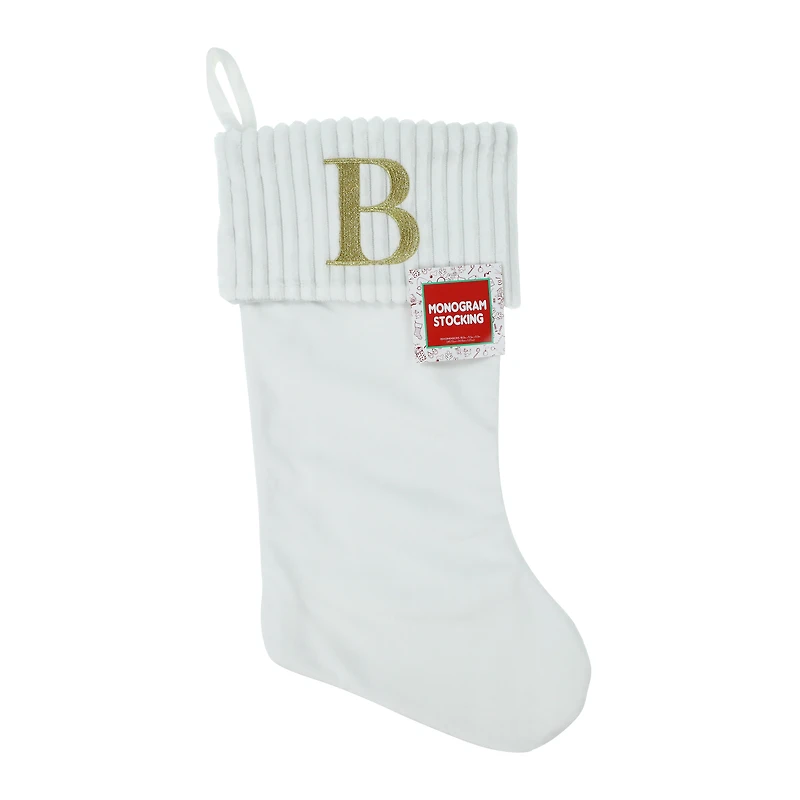 Cream Monogram Christmas Stocking
