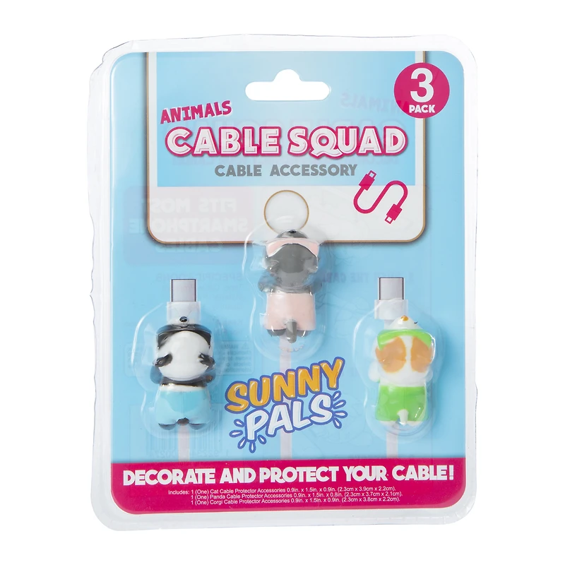 Cable Squad Sunny Pals Animal Cable Accessories 3-Count