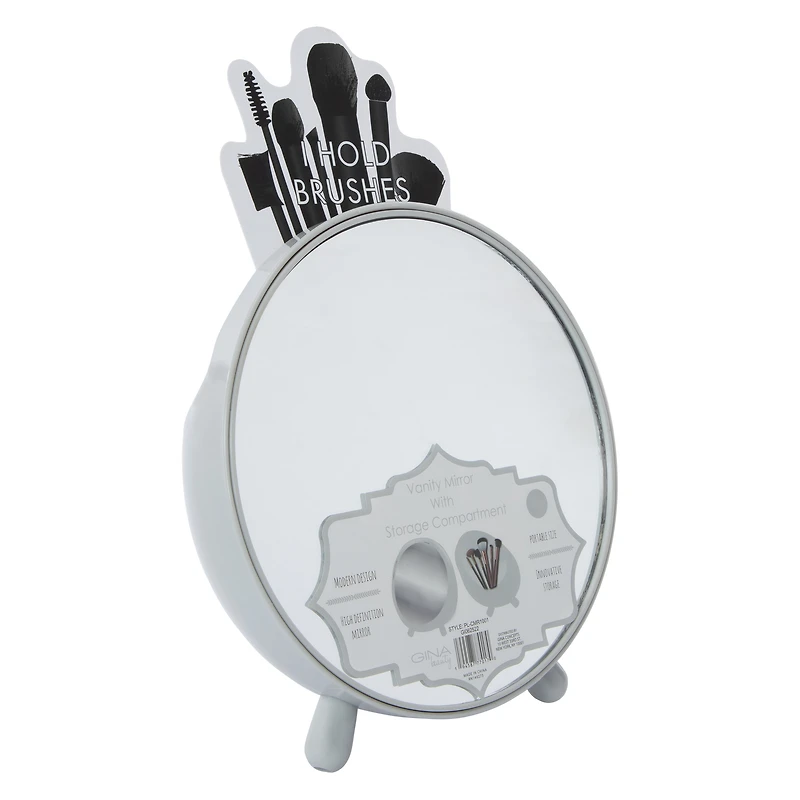 Round Vanity Mirror With Storage Compartment 7in