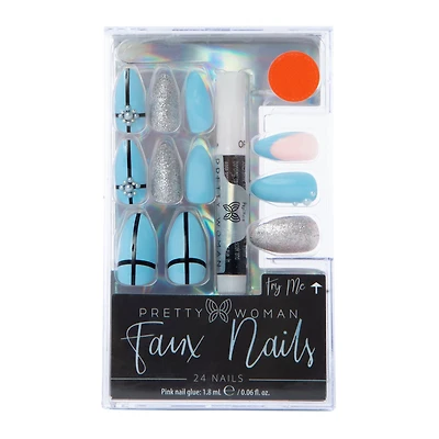 Holiday Pretty Woman Faux Nails 24-Piece Set With Nail Glue