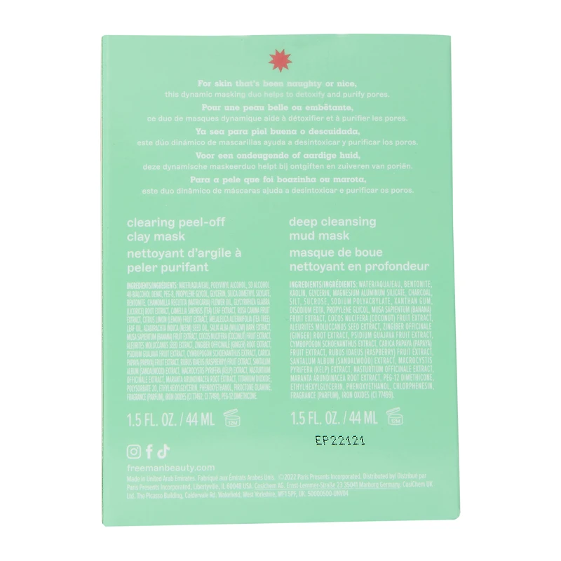 Freeman® Holiday Face Mask 2-Pack - Clearing/Deep Cleansing