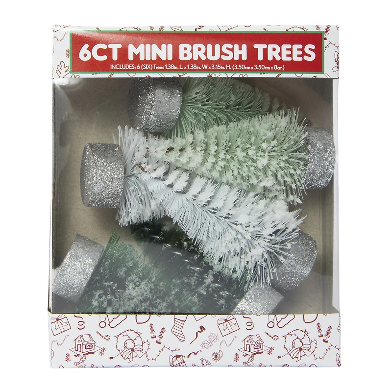Mini Bottle Brush Trees 6-Count