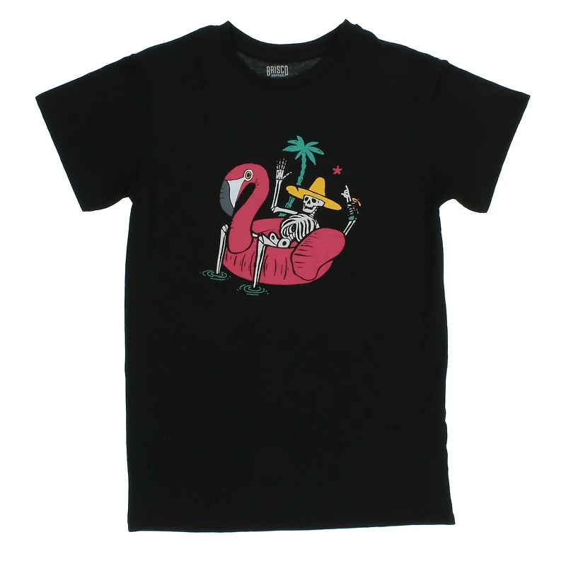 Skeleton Flamingo Pool Float Graphic Tee