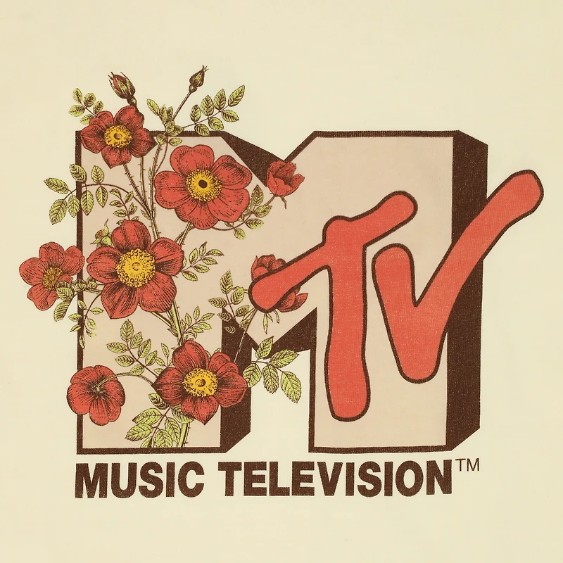 Cropped Floral Mtv™ Logo Graphic Tee