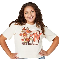 Cropped Floral Mtv™ Logo Graphic Tee