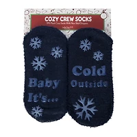 Cozy Crew Sock Slippers With Quote Tread