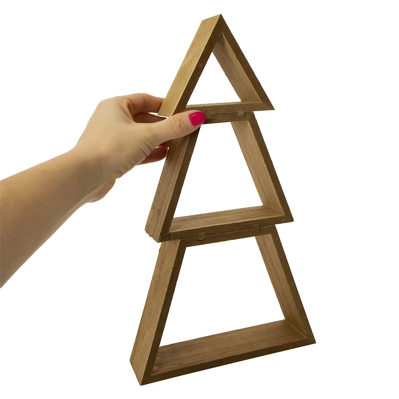 Stacked Wood Tabletop Christmas Tree 14in
