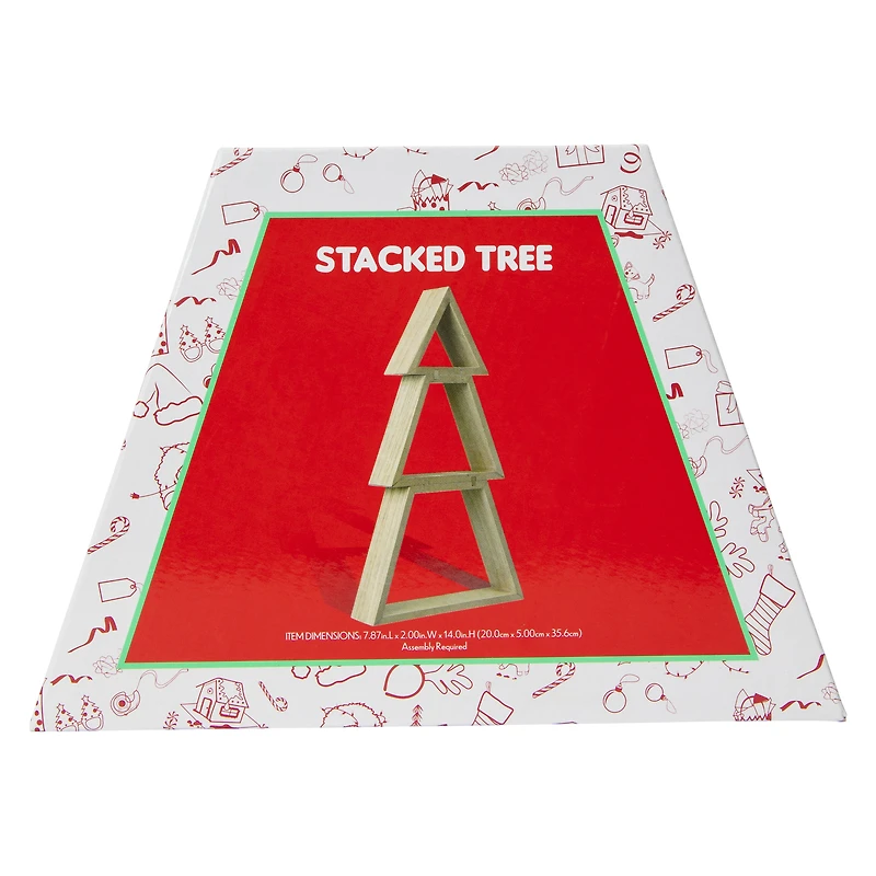 Stacked Wood Tabletop Christmas Tree 14in