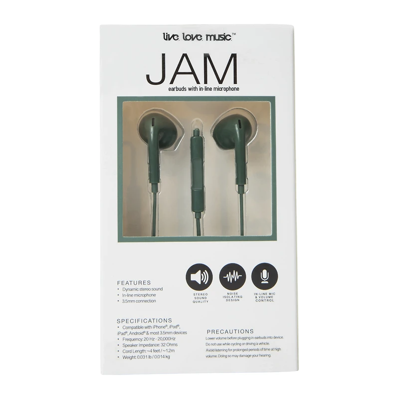 Jam Earbuds With in-Line Microphone