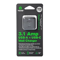 USB & USB-C Dual Wall Charger 3.1 Amp