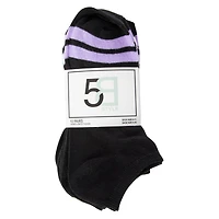 Ladies Ankle Socks 10-Pack - Black With Toe Stripes