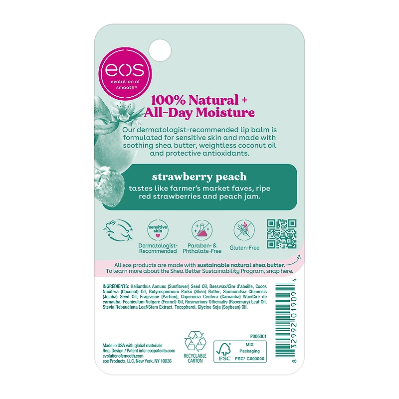 Eos® Strawberry Peach Super Soft Shea Lip Balm 0.14oz