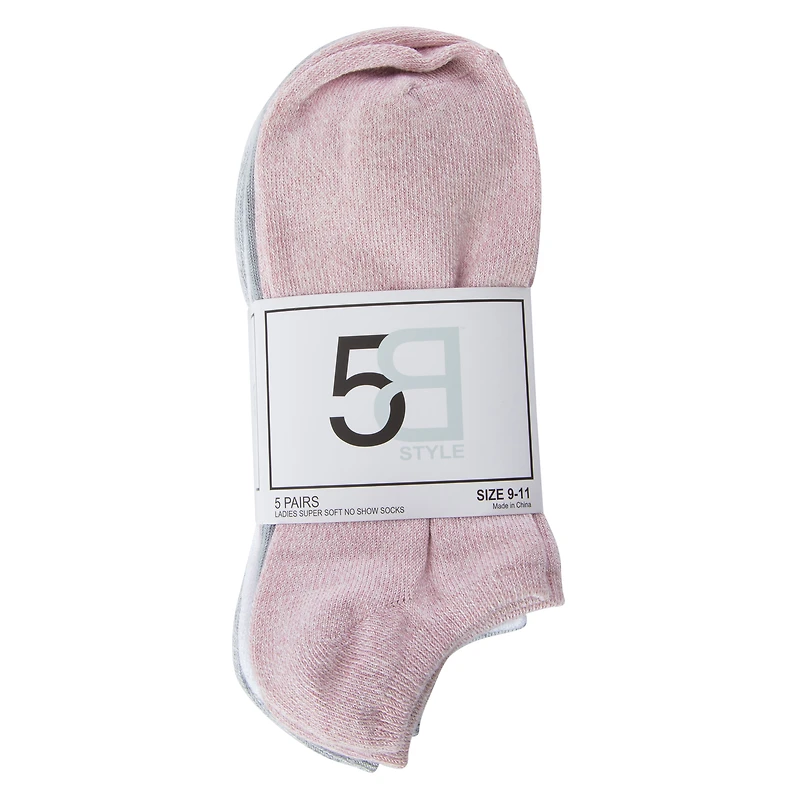 Ladies Marled Soft Ankle Socks 5-Pack, Pastels