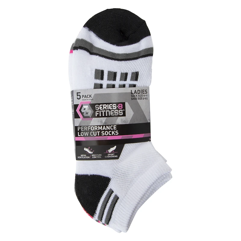 Series 8 Fitness™ Ladies Low Cut Performance Socks 5-Pack – White